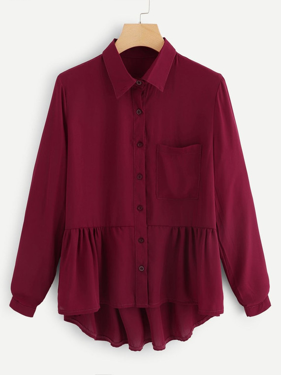 Fifth Avenue Women's LIJPO Button Full Sleeve Shirt - Maroon