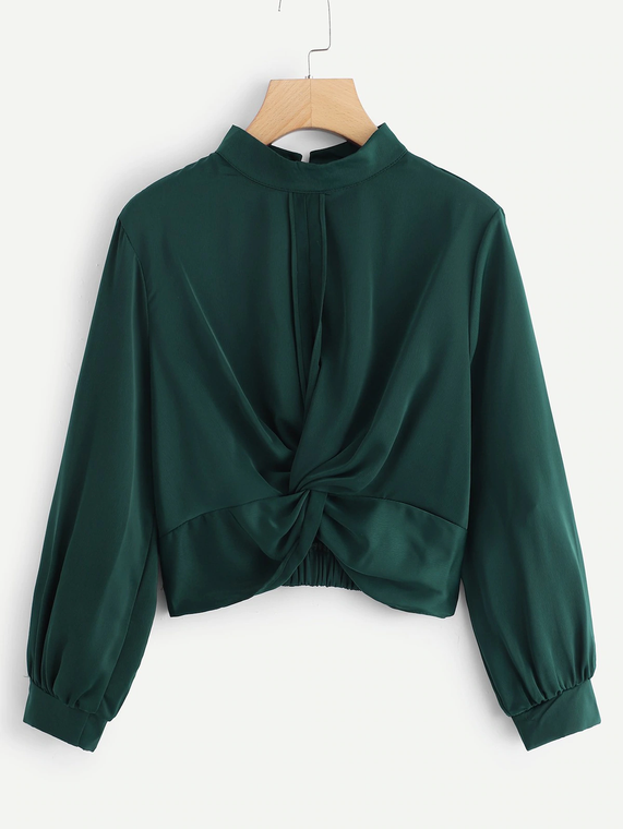 Fifth Avenue Women's UVA831 Front Twist Blouse - Green