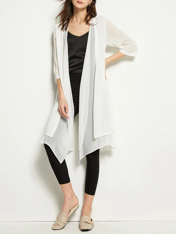 Fifth Avenue Women's GKS36 Double Layer Chiffon Coat - White