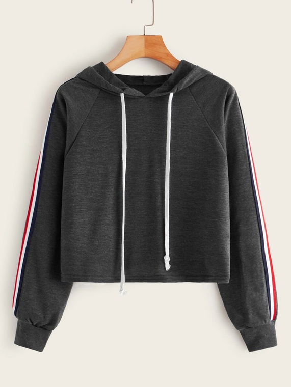 Fifth Avenue Fleece Sleeve Nelly Striped Hoodie LNA2012 - Charcoal