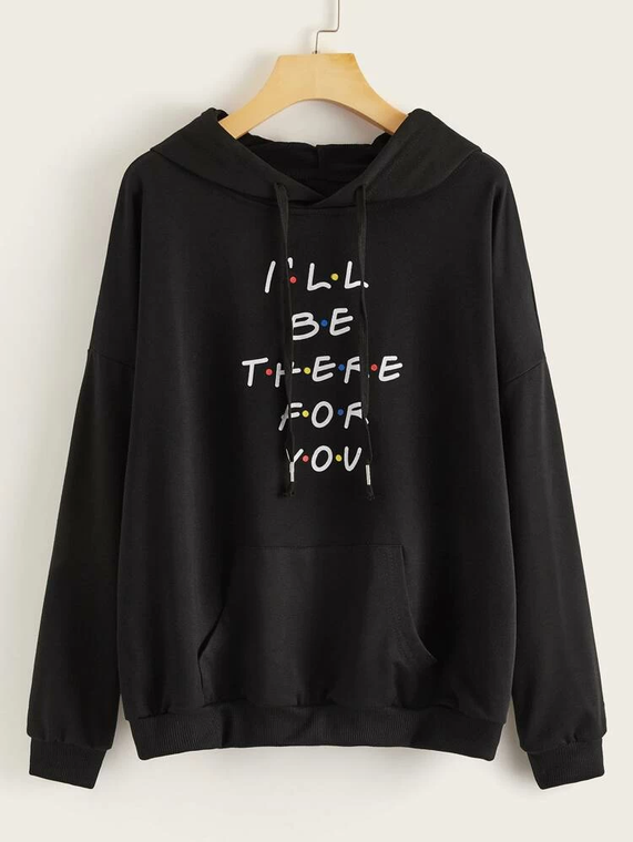 Fifth Avenue I'll Be There For You Print Hoodie - Black