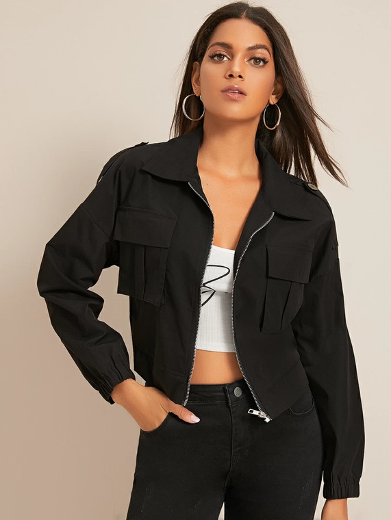 Fifth Avenue Fleece Utility Style Jacket LNA2031 - Black