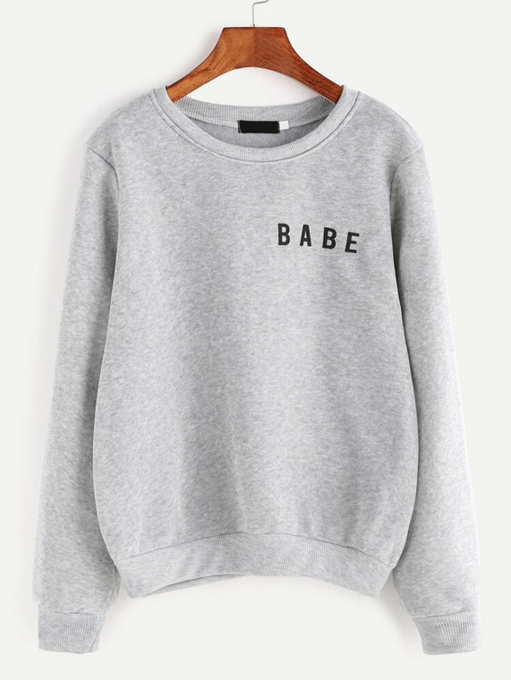 Fifth Avenue DIFT15 Babe Pocket Printed Sweatshirt - Grey