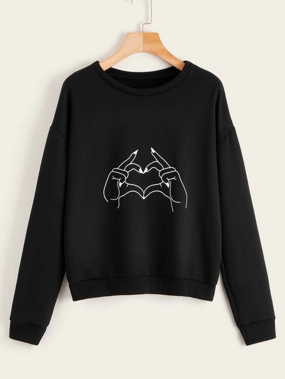 Fifth Avenue DIFT18 Hand Heart Printed Sweatshirt - Black