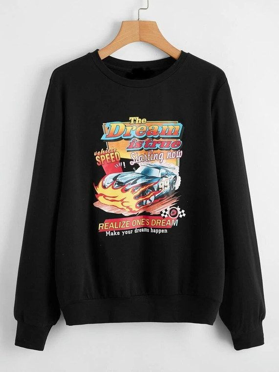 Fifth Avenue DIFT87 The Dream Is True Car Printed Sweatshirt - Black