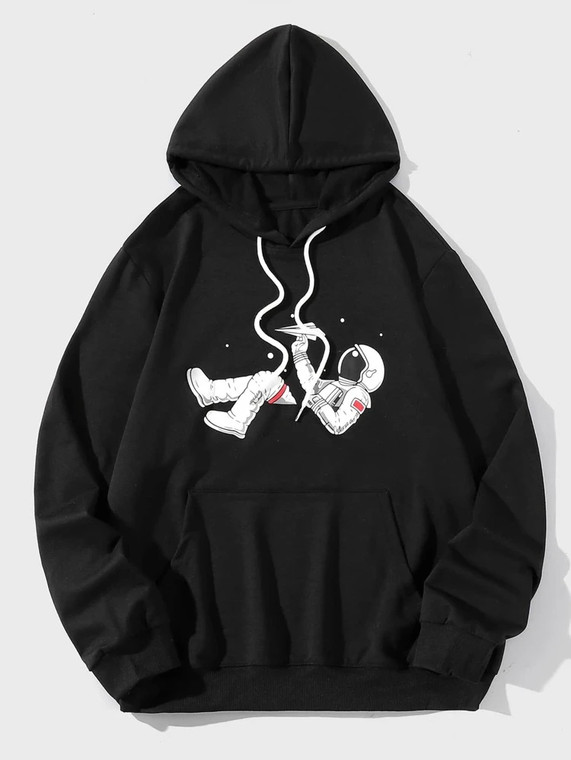 Fifth Avenue DIFT90 Astronaut Chilling Print Hoodie - Black