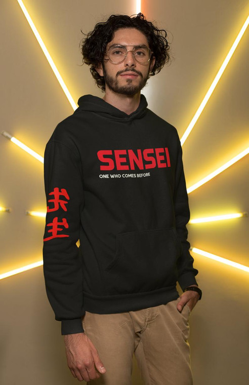 Fifth Avenue DIFT93 Sensei Text Sleeves Print Hoodie - Black