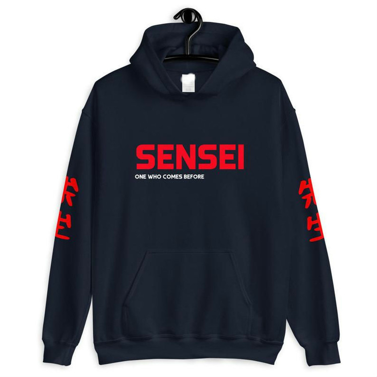 Fifth Avenue DIFT93 Sensei Text Sleeves Print Hoodie - Blue