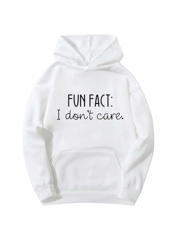 Fifth Avenue DIFT222 Fun Fact Print Hoodie - White