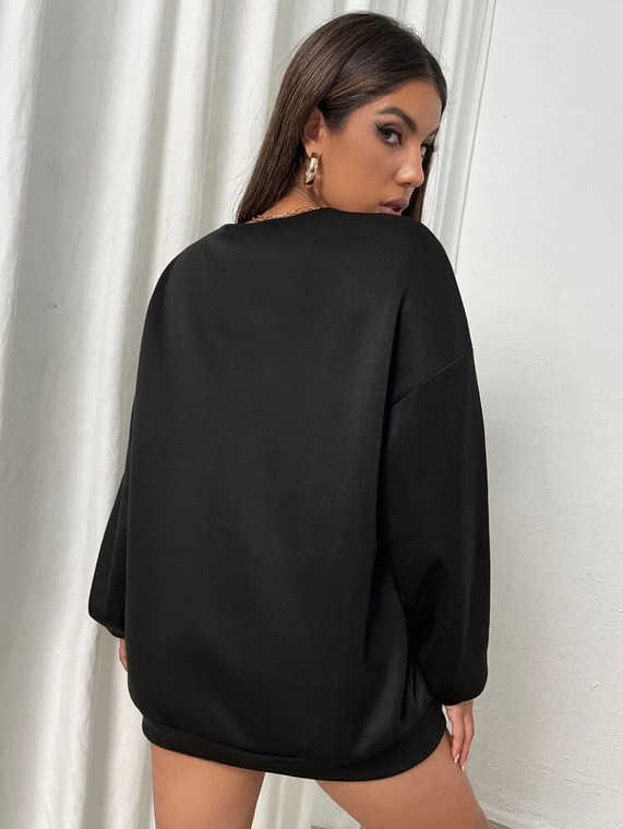 Fifth Avenue DIFT235 Lips Printed Sweatshirt - Black