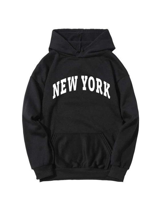 Fifth Avenue DIFT261 New York Print Hoodie - Black