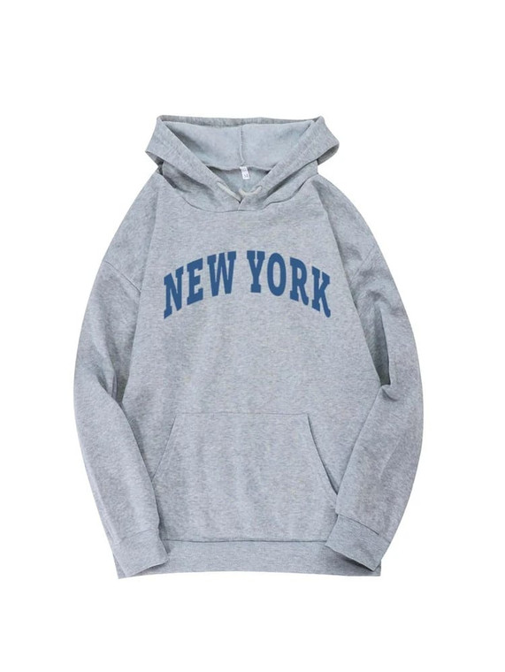 Fifth Avenue DIFT261 New York Print Hoodie - Grey