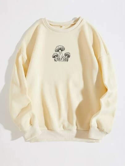 Fifth Avenue DIFT302 Mushroom Printed Sweatshirt - Cream
