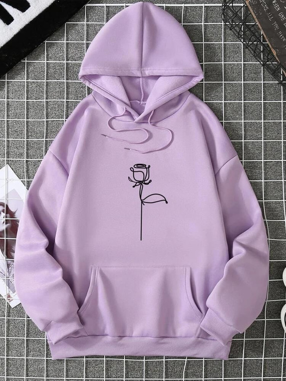 Fifth Avenue DIFT305 Floral Print Hoodie - Purple