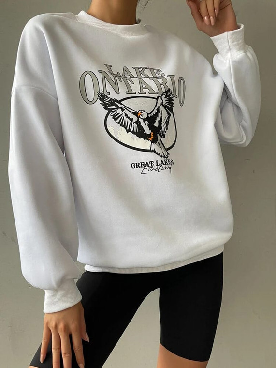 Fifth Avenue DIFT306 Lake Ontario Printed Sweatshirt - White