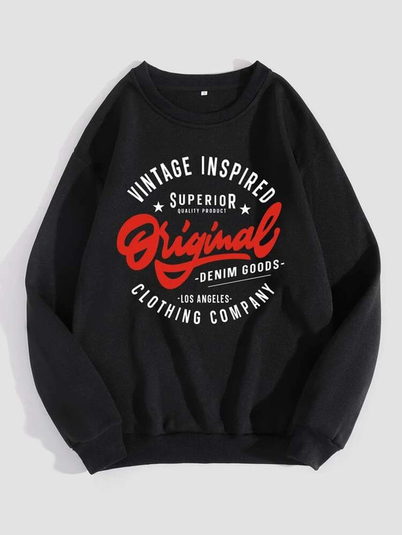 Fifth Avenue DIFT314 Vintage Printed Sweatshirt - Black