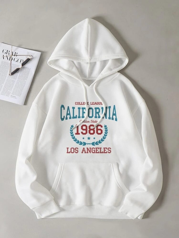 Fifth Avenue DIFT328 California Print Hoodie - White