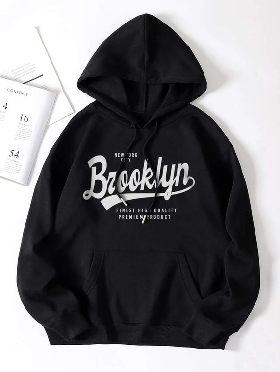 Fifth Avenue DIFT333 Brooklyn Print Hoodie - Black
