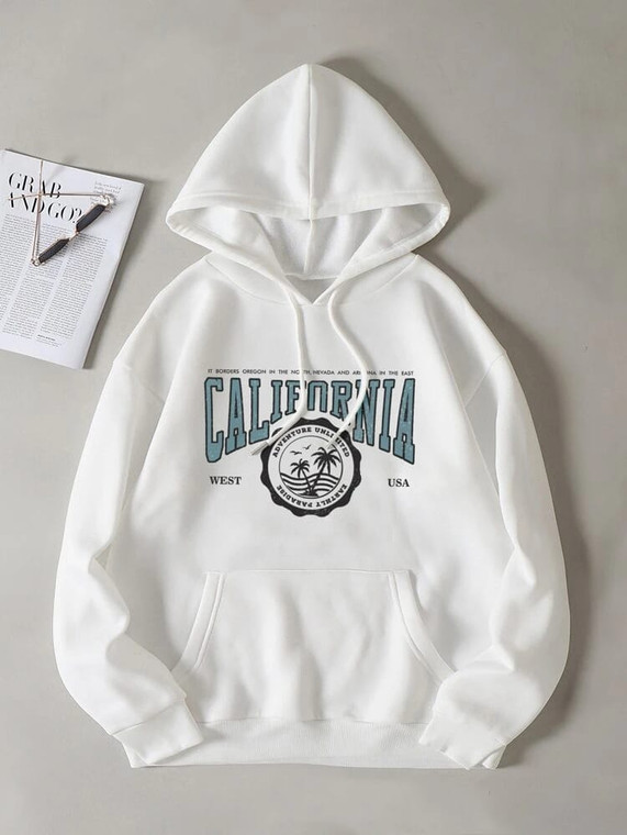Fifth Avenue DIFT358 California Print Hoodie - White