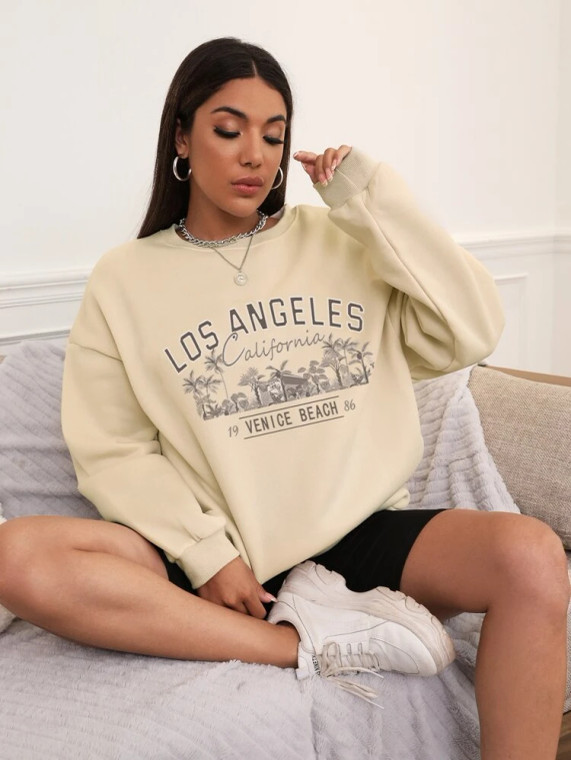 Fifth Avenue DIFT414 Los Angeles Printed Sweatshirt - Cream