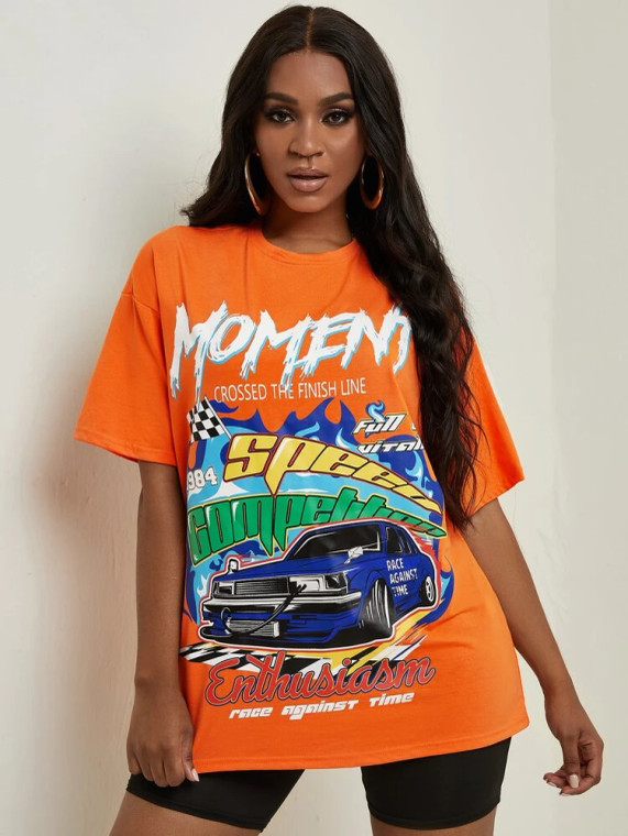 Fifth Avenue DIFT543 Car Printed T-Shirt - Orange