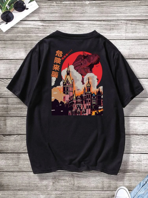 Fifth Avenue Front Back Japanese Printed MIFT116 T-Shirt - Black