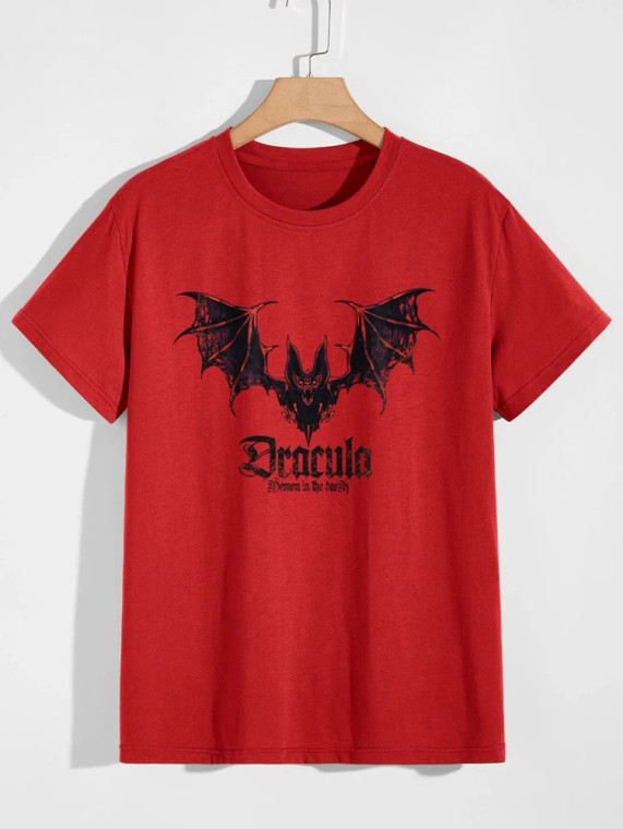 Fifth Avenue Dracula Text Printed MIFT140 T-Shirt - Red