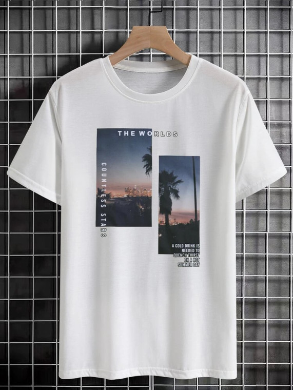 Fifth Avenue Alien Text Scene Printed MIFT144 T-Shirt - White