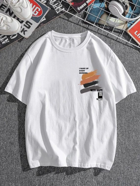 Fifth Avenue Paint Text Printed MIFT147 T-Shirt - White