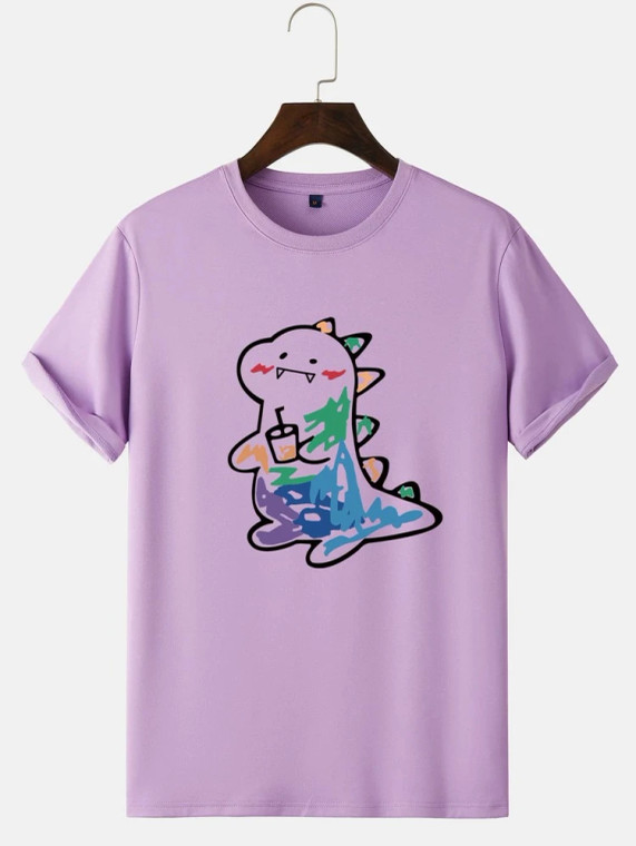 Fifth Avenue Multi Color Dragon Printed MIFT198 T-Shirt - Purple