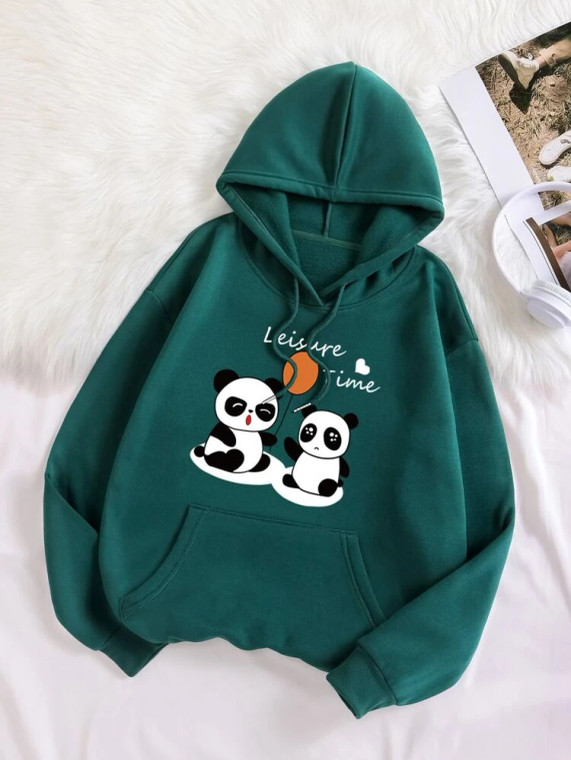 Fifth Avenue DIFT768 Panda Print Hoodie - Green
