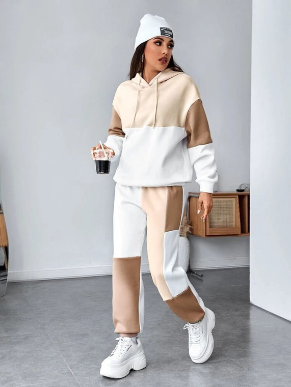 Fifth Avenue WTPS37 Color Block Detail Hoodie and Jogger Pants Set