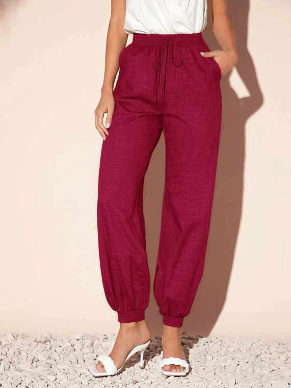 Fifth Avenue Women's Elastic Waist Pocket Detail Pants FAWLP89