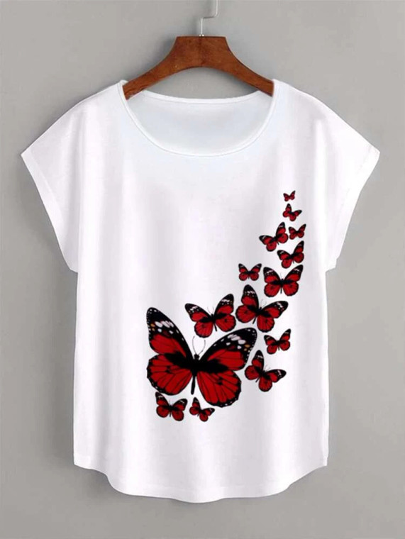 Fifth Avenue Women's Dolman DIFT807 Printed T-Shirt - White