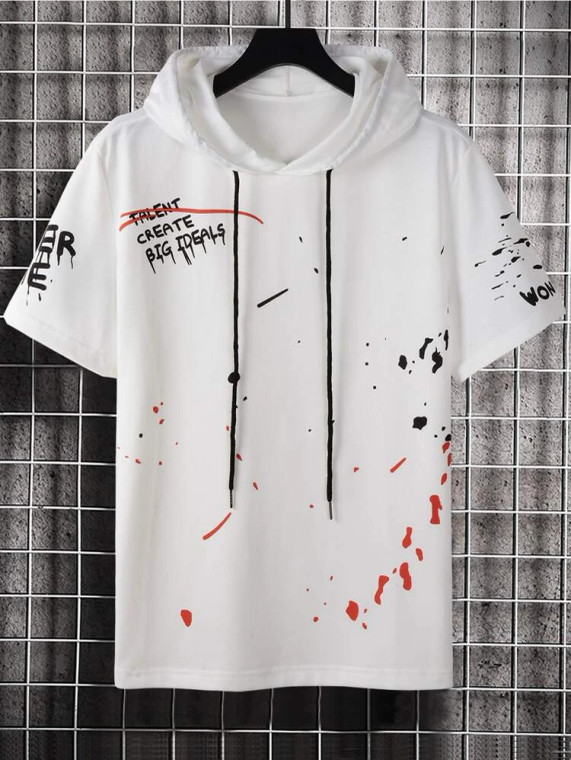 Fifth Avenue Grafiti Print MIFT391 Hooded ROKA T-Shirt - White