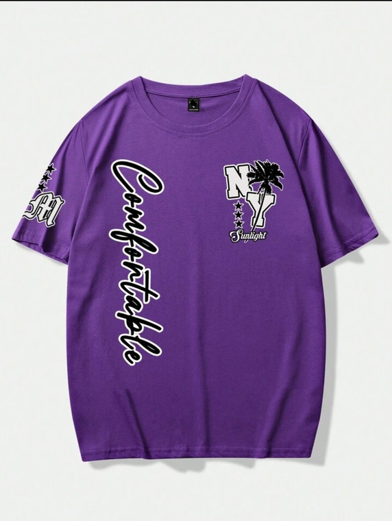 Nine Zero NY Comfortable Printed NZMT6 T-Shirt - Purple