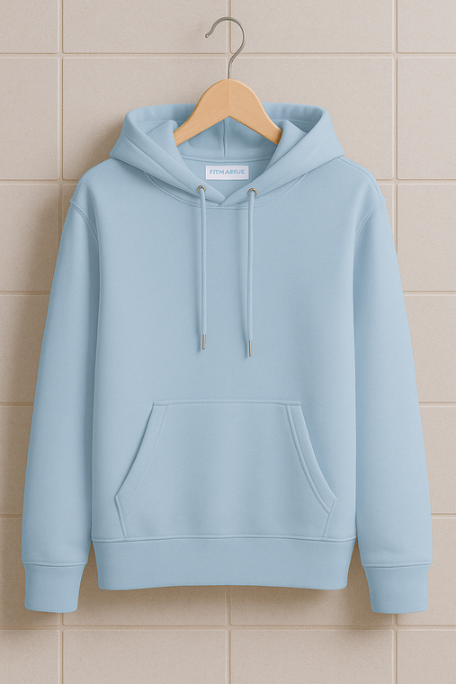 Fifth Avenue Women's Basic Pullover Kangaroo VC Hoodie - Light Blue