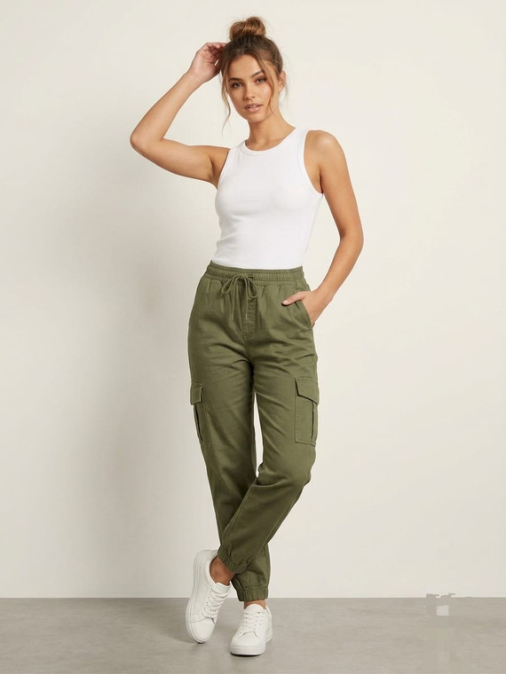 Women's Cargo Pocket Detail Jogger Pants - MWJP175