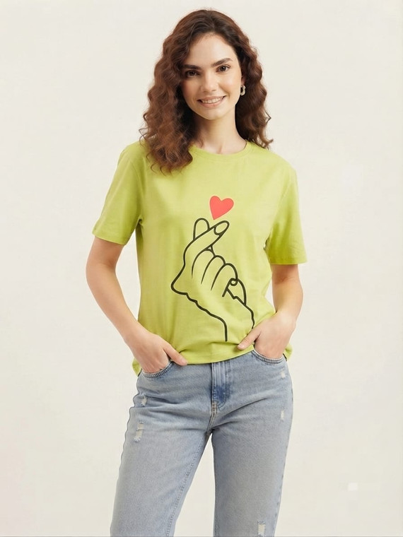 Women's Printed Detail Cotton T-Shirt MEPST593