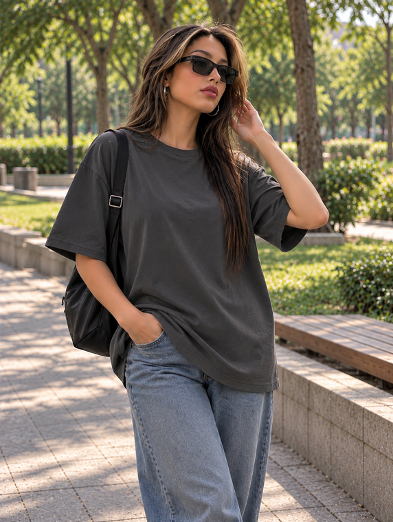 Fifth Avenue DONST Oversized Womens T-Shirt - Charcoal