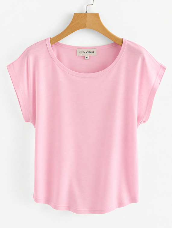 Fifth Avenue Women's Plain Dolman T-Shirt - Pink