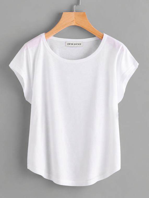 Fifth Avenue Women's Plain Dolman T-Shirt - White