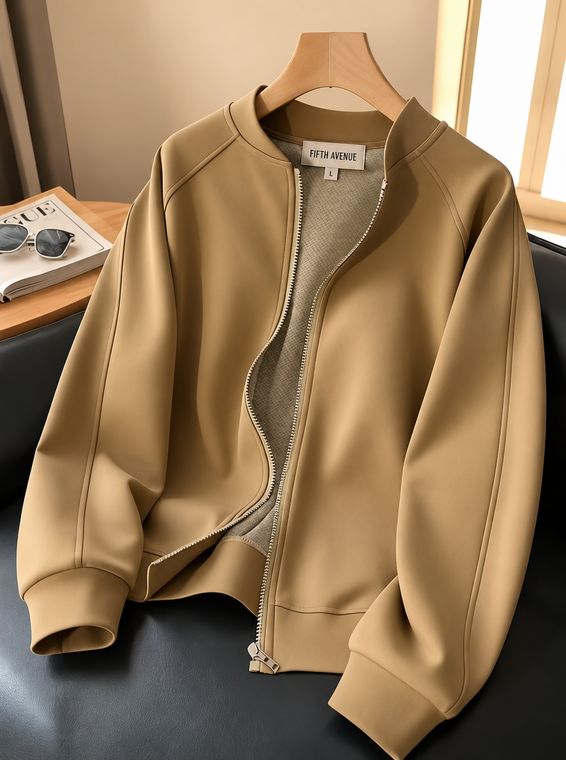 Fifth Avenue Zip Detail Womens Fleece Bomber Jacket FA26W01