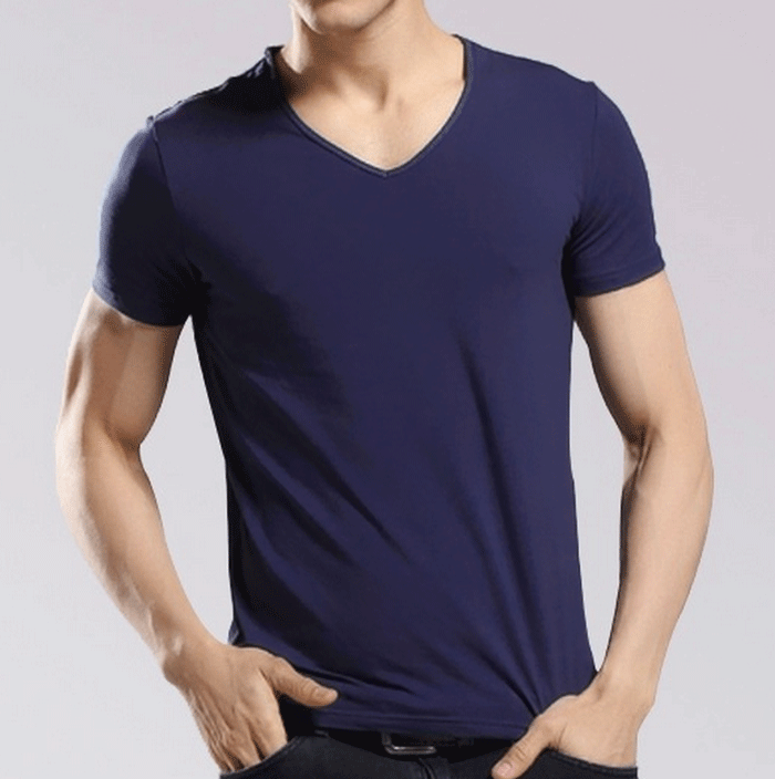 Navy Blue V Neck T Shirt by Tee-Tall