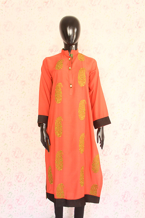 Rust Silk Lawn Shirt By Marjan