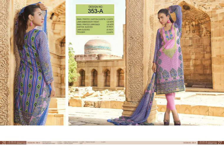 Irma Embroidered Chiffon and Lawn Design 353-A