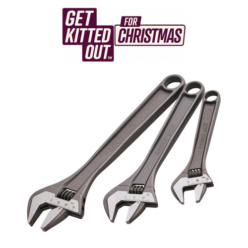 BAHCO 3PC ADJUSTABLE WRENCH SET - 6, 8 & 10IN
