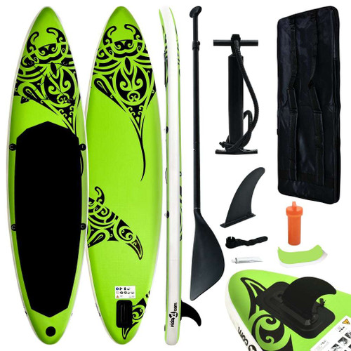 Inflatable Stand Up Paddleboard Set 120.1"x29.9"x5.9" Green