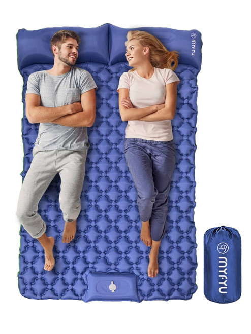 MY FYU Sleeping Pad for Camping 2 Person,Foot Press Inflatable Tents for Camping with Pillow, Waterproof Air Mattress Camping for Backpacking Traveling,Car Mattress,Hiking