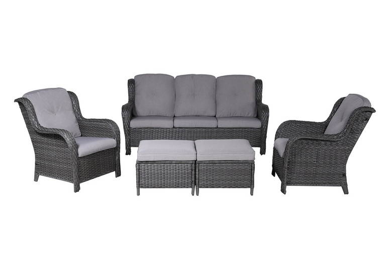 5 PCS Wicker Patio Conversation Seating Set with Cushions